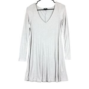 Express Womens Dress Tan V Neck Long Sleeve Ribbed Knitted Stretch Medium